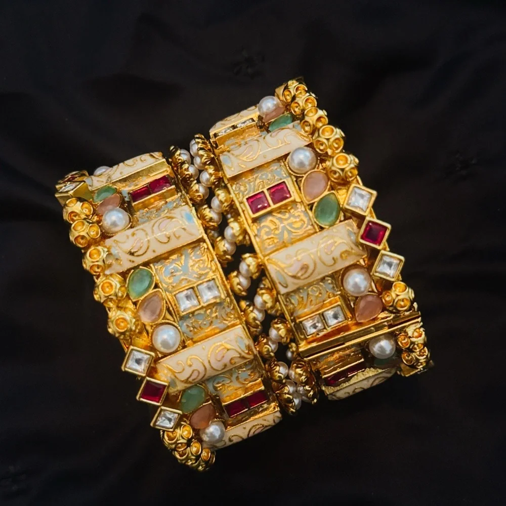 Elegant Gold and Multicolor Bangles - Picture 4 of 4